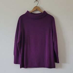 Talbots Purple 100% Cashmere Mock Neck Sweater Size XL